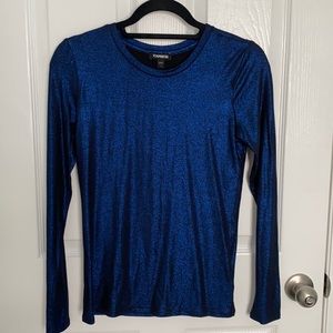 Express blue metallic long sleeve tee. NWT